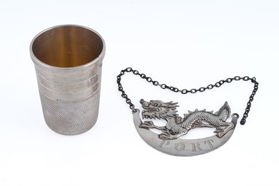 Lot 334 - An Elizabeth II novelty silver tot beaker