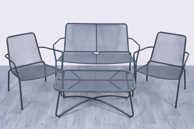 Lot 261 - A powder coated grey oblong garden table; and other garden furniture
