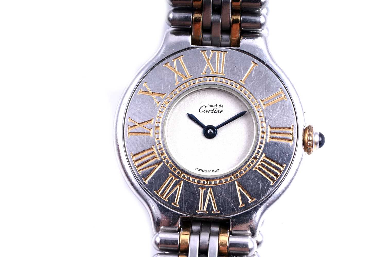 Lot 422 - Must de Cartier 21: a stainless steel cased lady's wristwatch