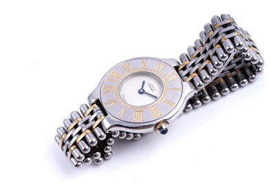 Lot 422 - Must de Cartier 21: a stainless steel cased lady's wristwatch