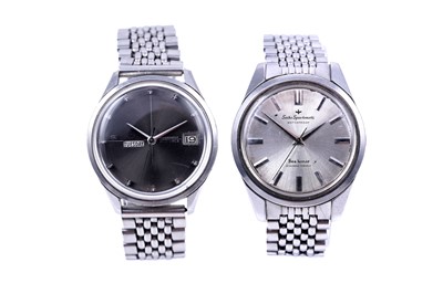 Lot 153 - A Seiko Weekdater Sea Lion M55 watch; and Sportsmatic Seahorse stainless-steel watch