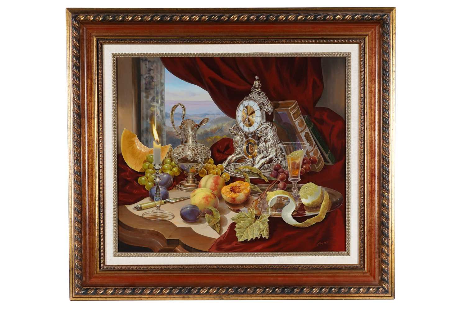 Lot 263 - Gyula Boros - Still life with fruit and silverware | oil