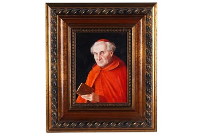 Lot 320 - Otto Eichinger - Cardinal seated with a book | oil