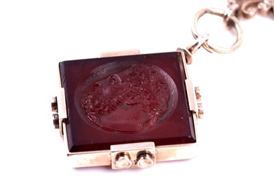 Lot 509 - A late 19th Century carved carnelian fob on mount