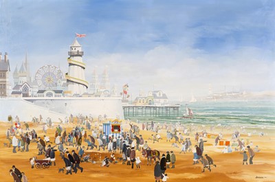 Lot 84 - Brian Shields 'Braaq' - A Day at the Fair on the Beach | oil