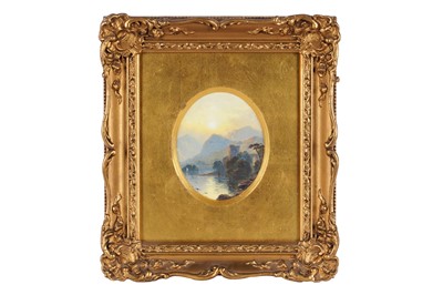 Lot 354 - George Blackie Sticks - Mountainous landscape with castle ruins | oil