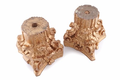 Lot 206 - A pair of late 19th Century carved and gilded Corinthian pine column capitals