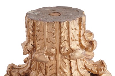 Lot 206 - A pair of late 19th Century carved and gilded Corinthian pine column capitals