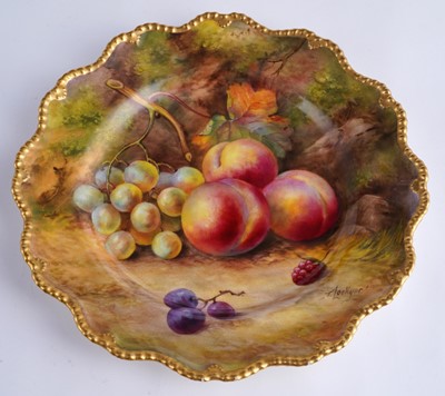 Lot 449 - A pair of Royal Worcester fruit-painted dessert plates