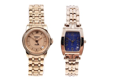 Lot 174 - A lady's Tissot Ballade gold-plated dress watch; and Krug-Baumen Tuxedo gold-plated dress watch