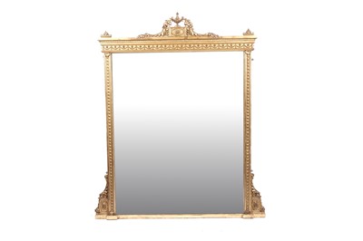 Lot 587 - A 19th Century giltwood and gesso overmantel mirror