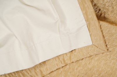 Lot 214 - Two pairs of lined silk curtains; and a pair of pelmets