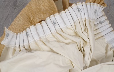 Lot 214 - Two pairs of lined silk curtains; and a pair of pelmets