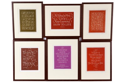 Lot 630 - Leo Wyatt - Six calligraphy works | wood engraving