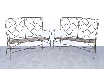 Lot 266 - A pair of 20th Century wirework garden benches