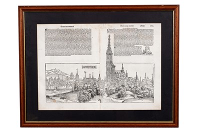 Lot 25 - Schedel (Hartmann), a framed double-sided page from the Nuremberg Chronicle 1493