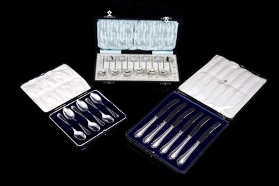 Lot 206 - Twelve 19th Century Dutch silver demitasse spoons by Kempen & Zoon; and other flatware