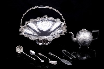 Lot 237 - Victorian and later silver and electroplate items, including a fruit basket