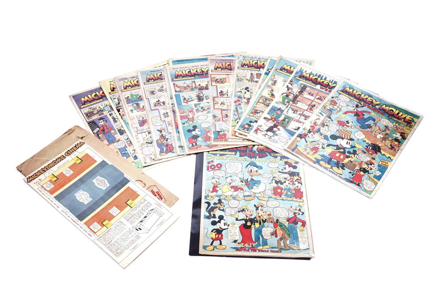 Lot 106 - Mickey Mouse Weekly No. 100, with giveaway; and other 1938 issues