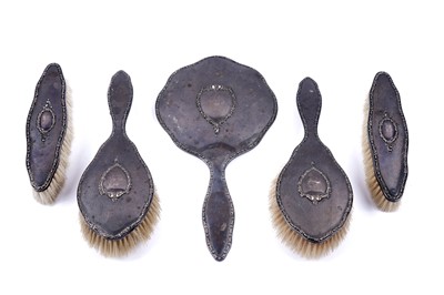 Lot 211 - An early 20th Century silver mirror and brush set