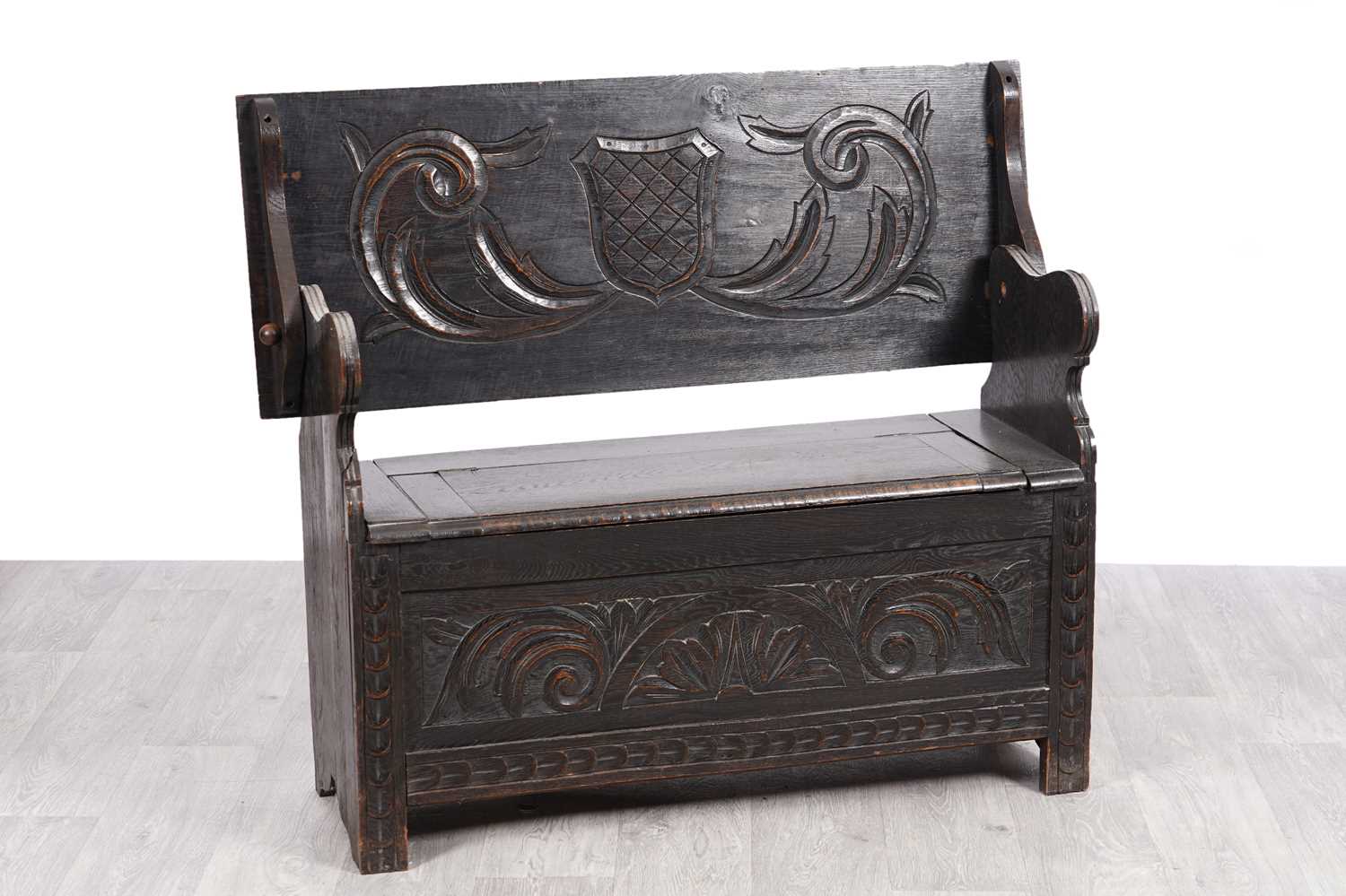 Lot 53 - A Victorian oak monks bench