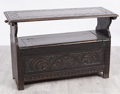 Lot 53 - A Victorian oak monks bench