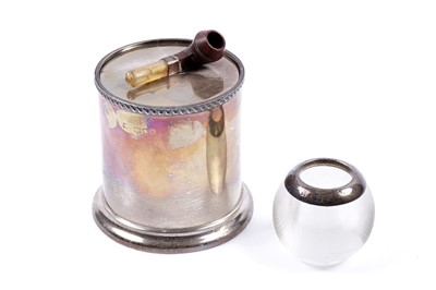 Lot 208 - A late Victorian silver tobacco jar, and a match striker