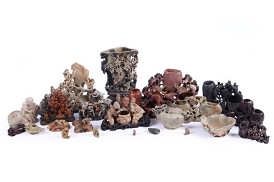 Lot 599 - A collection of carved soapstone