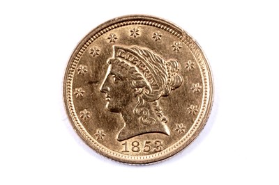 Lot 133 - A United States of America 1853 gold 2 1/2 dollar coin