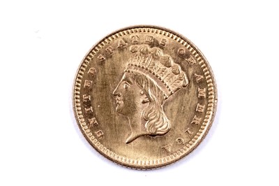 Lot 134 - A United States of America 1873 gold 1 dollar coin