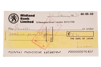 Lot 224 - A Midland Bank Limited cheque, signed by 'Lord Lucan'