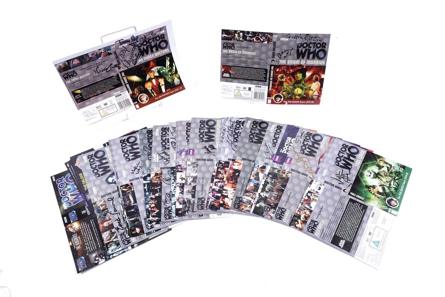 Lot 305 - A collection of thirty-four Doctor Who signed DVD sleeves