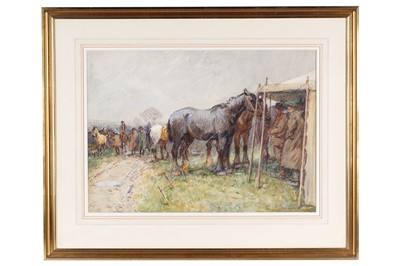 Lot 211 - John Atkinson - Inspecting the horses | watercolour