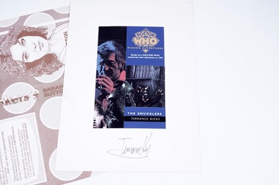 Lot 302 - A collection of signed Doctor Who book covers and CD sleeves