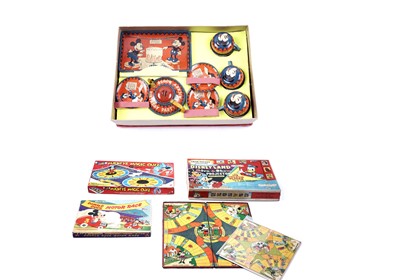 Lot 566 - Walt Disney toys and board games, including a Mickey Mouse tea set by Happy Nak