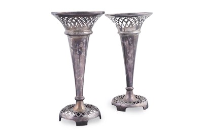 Lot 75 - A pair of George V silver trumpet vases