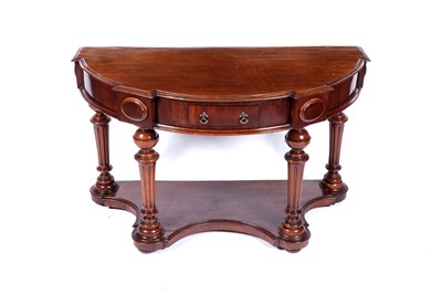 Lot 61 - A Victorian mahogany demilune console table