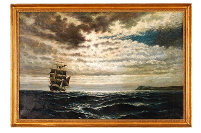 Lot 1 - Steuart Seton - Moonlit seascape with frigate | oil