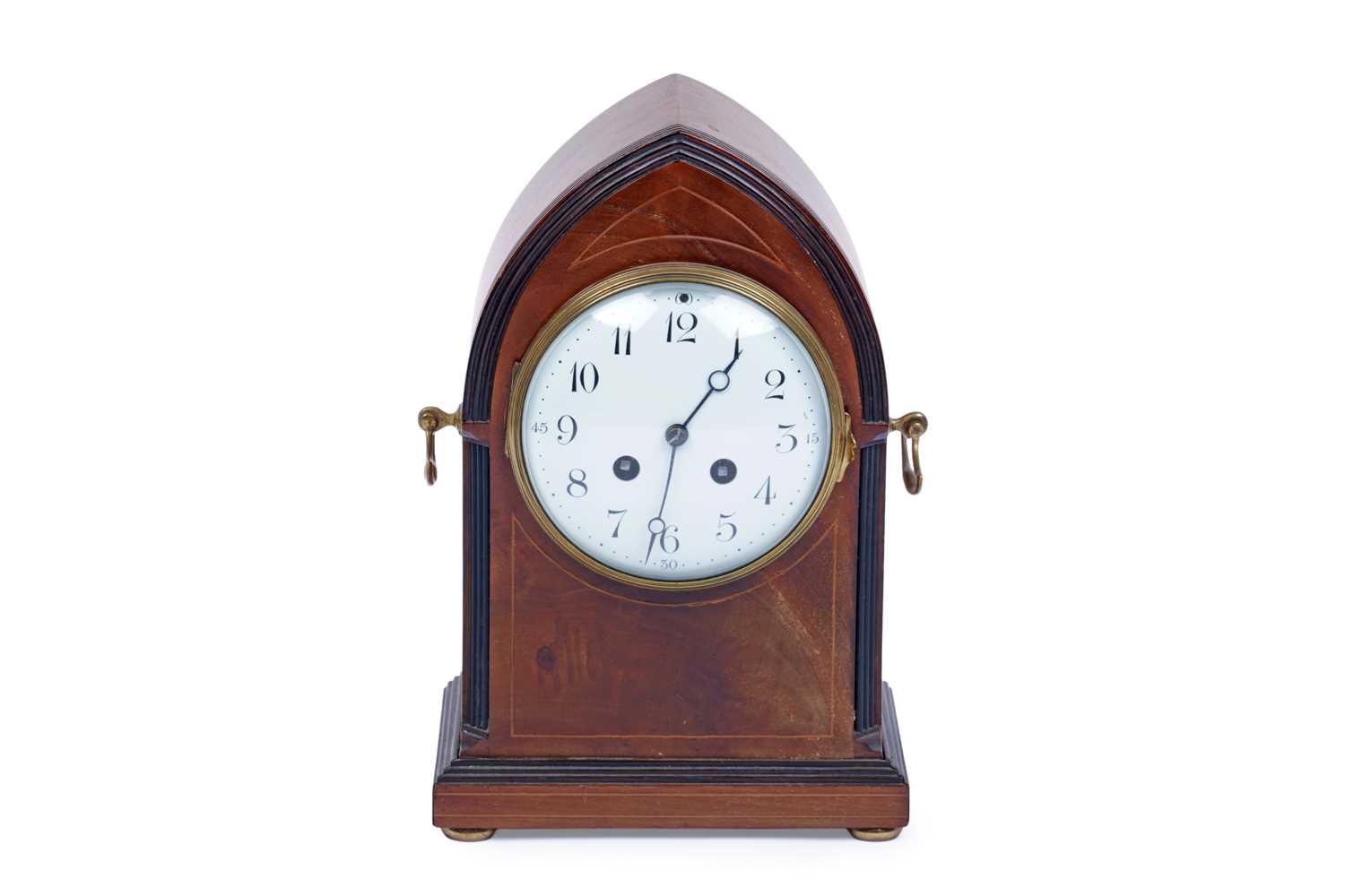 Lot 182 - An Edwardian inlaid mahogany mantel clock