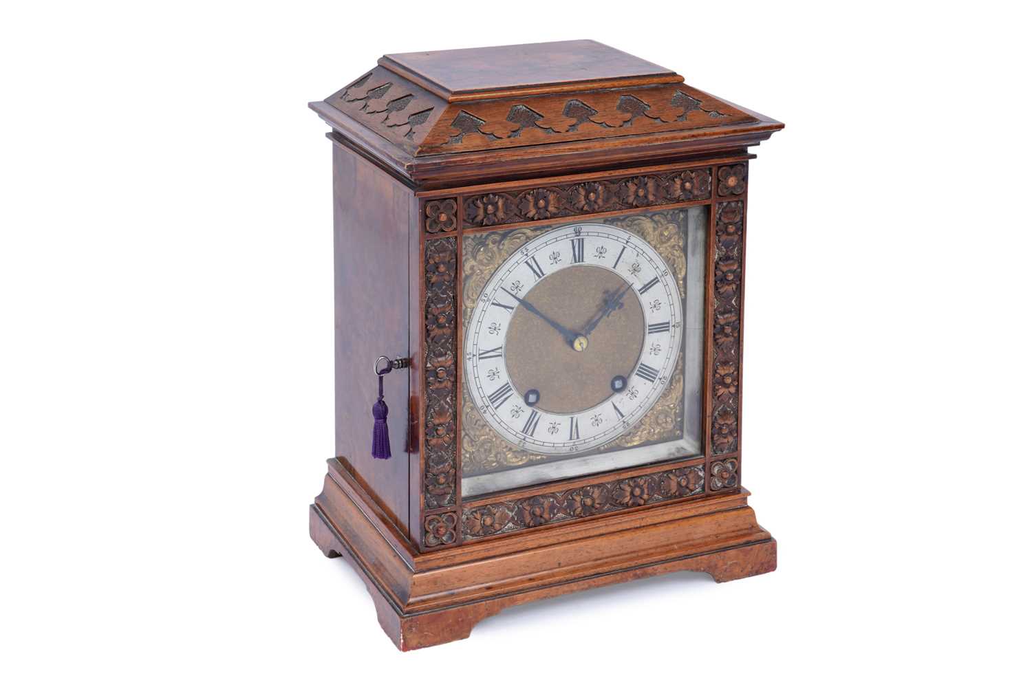 Lot 183 - Lezkirch: a burr walnut and walnut 8-day mantel clock
