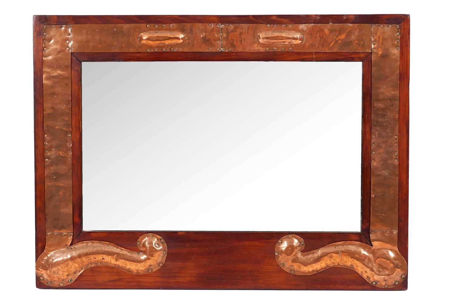 Lot 122 - A walnut framed Arts & Crafts mirror
