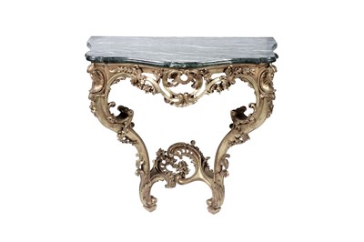 Lot 647 - A 19th Century Louis XVI style giltwood marble top console table