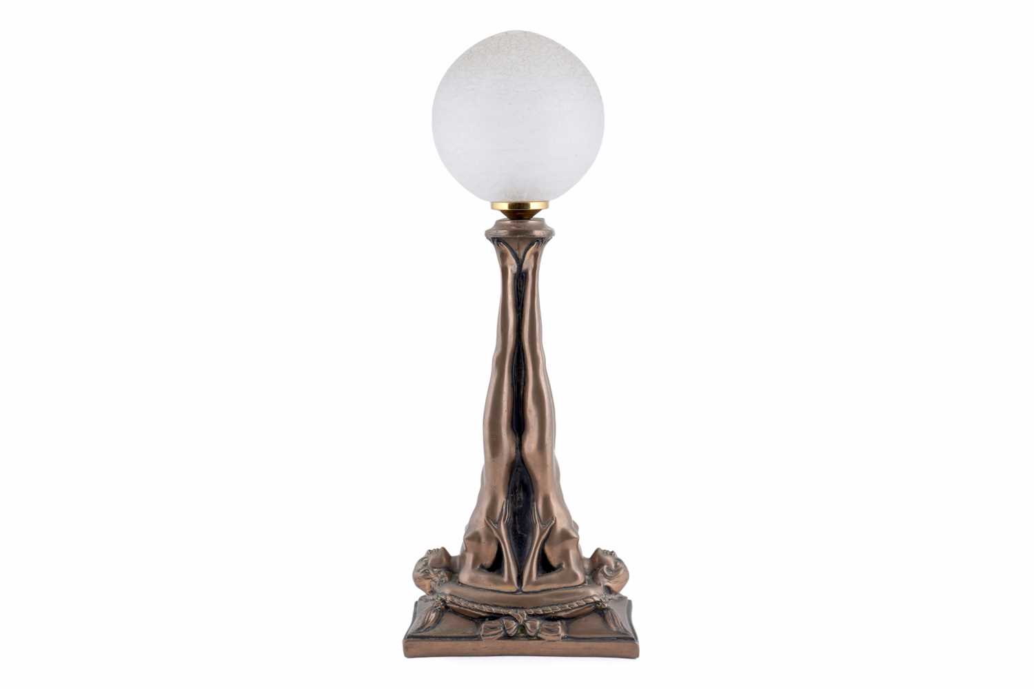 Lot 197 - A cold cast bronzed resin Art Deco style figural table lamp