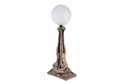 Lot 197 - A cold cast bronzed resin Art Deco style figural table lamp