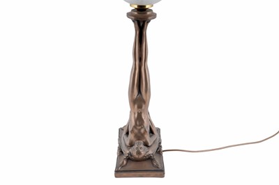 Lot 197 - A cold cast bronzed resin Art Deco style figural table lamp