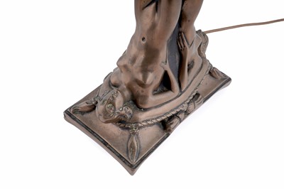 Lot 197 - A cold cast bronzed resin Art Deco style figural table lamp