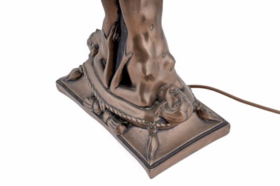 Lot 197 - A cold cast bronzed resin Art Deco style figural table lamp