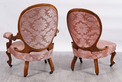 Lot 73 - A Victorian walnut pair of chairs