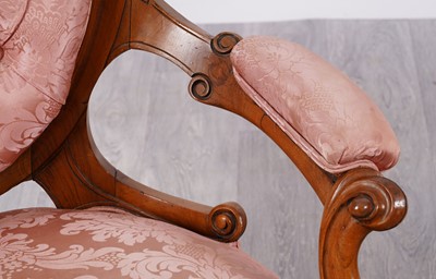 Lot 73 - A Victorian walnut pair of chairs