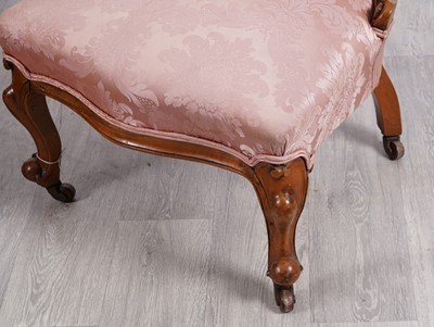 Lot 73 - A Victorian walnut pair of chairs